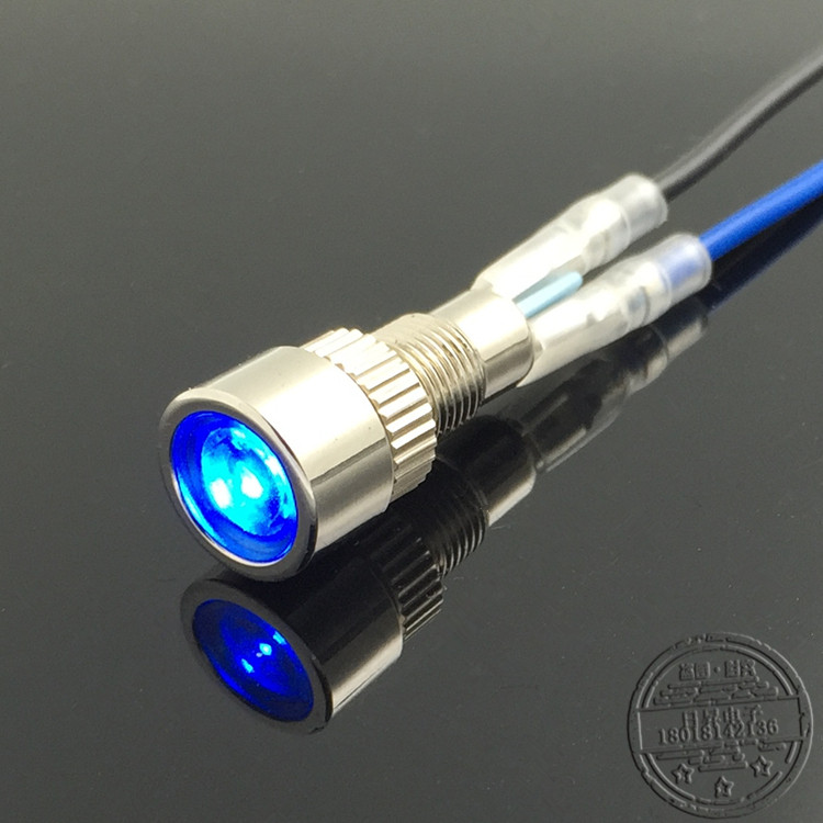 8MM金属指示灯信号LED大光源电源灯24V220V6V12V3V红黄绿蓝防水