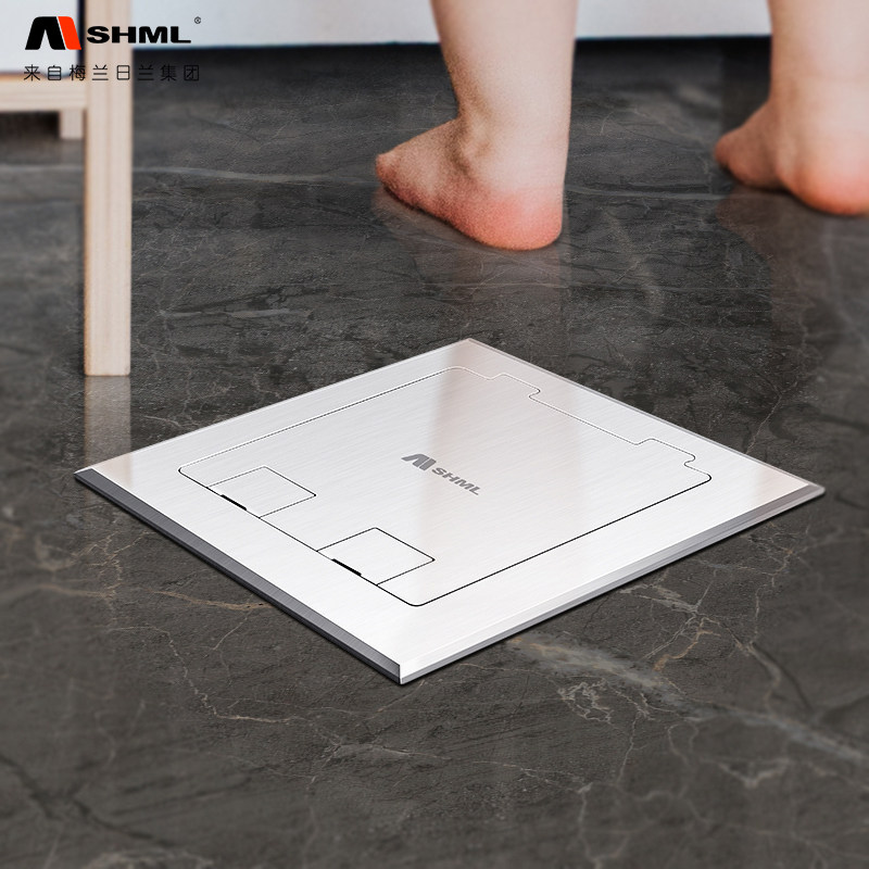 梅兰日兰地插座不锈钢146型开启式隐形强弱电组合多功能地面插座