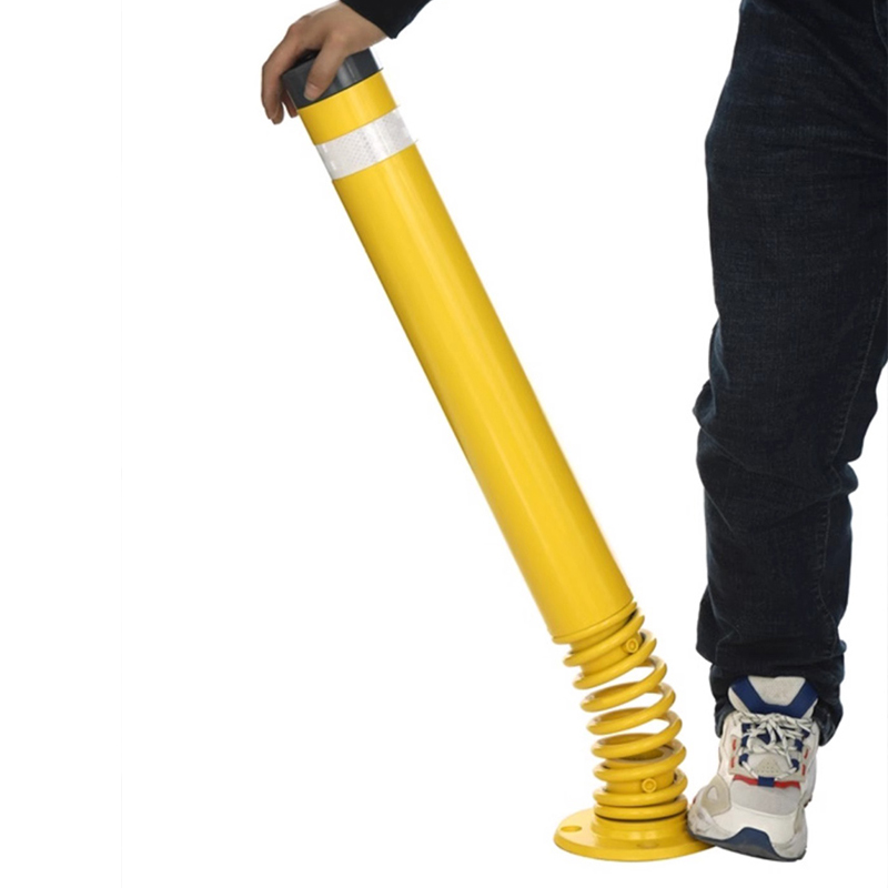 鼎会弹簧立柱不倒翁钢管警示柱停车位防撞路障桩挡车隔离反光柱