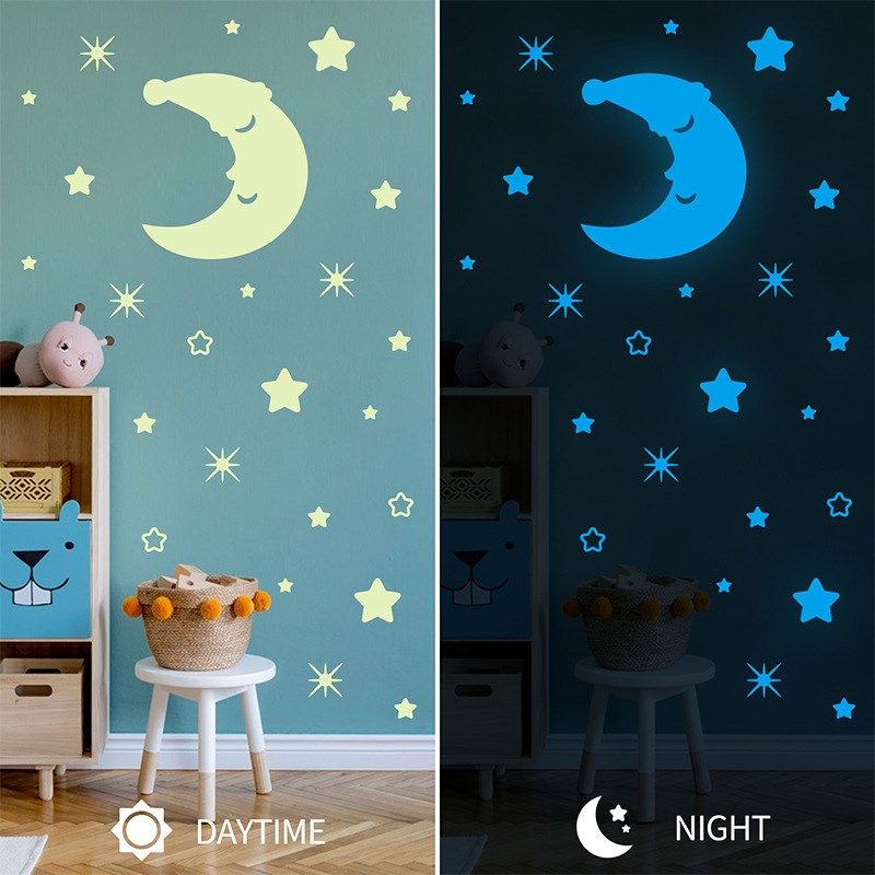 旅康跨境卧室装饰夜光墙贴星空荧光贴月亮发光星星圆点儿童床头贴,家居饰品,软装墙贴,淘宝优惠券,粉丝福利购,淘宝优惠卷