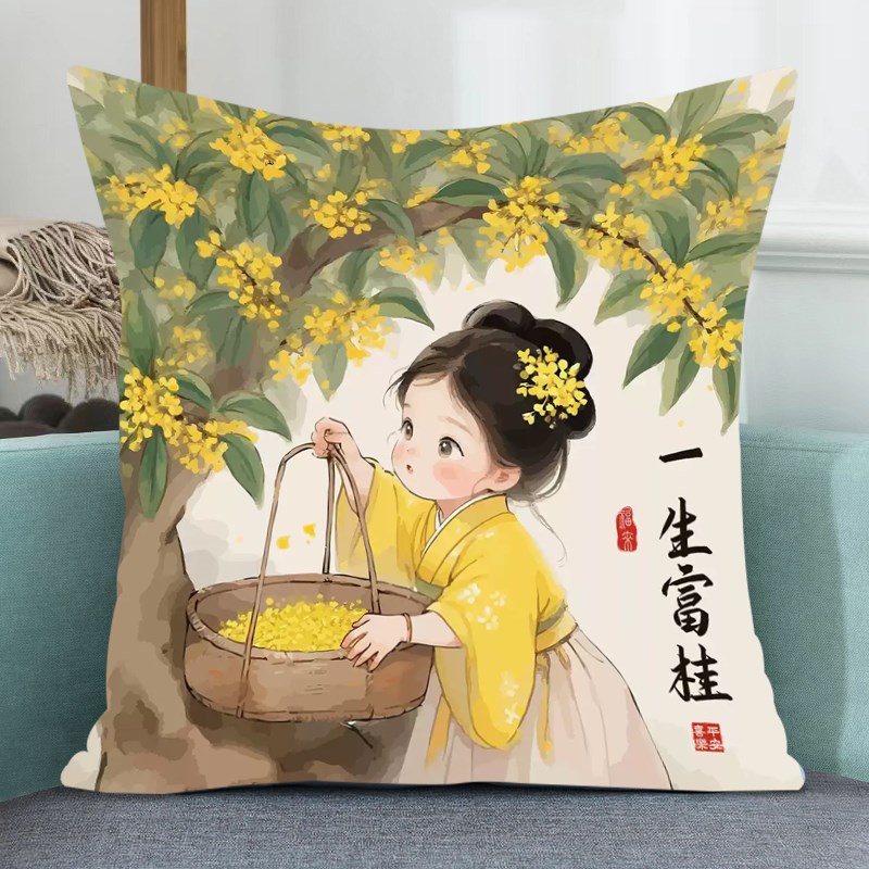 一生富贵十字绣2025新款线绣抱枕客厅沙发枕套好寓意桂花女孩刺绣