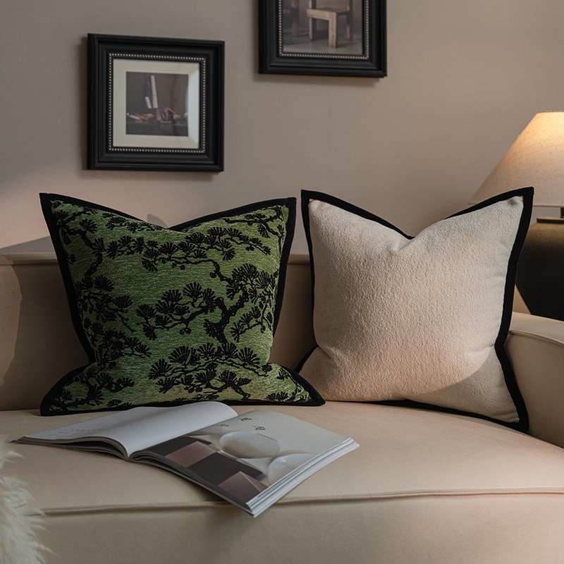 法式中古风沙发抱枕美拉德色老钱风轻奢客厅靠垫国风松鹤靠枕