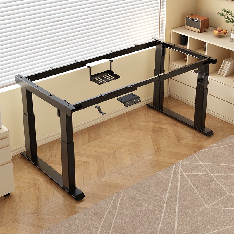 智能电动升降桌腿双电机双横梁四立柱办公支架脚架书桌升降桌架子