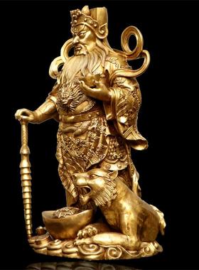 纯铜武财神赵公明赵元帅站像黄铜摆件室内办公室桌面招财摆放铜像