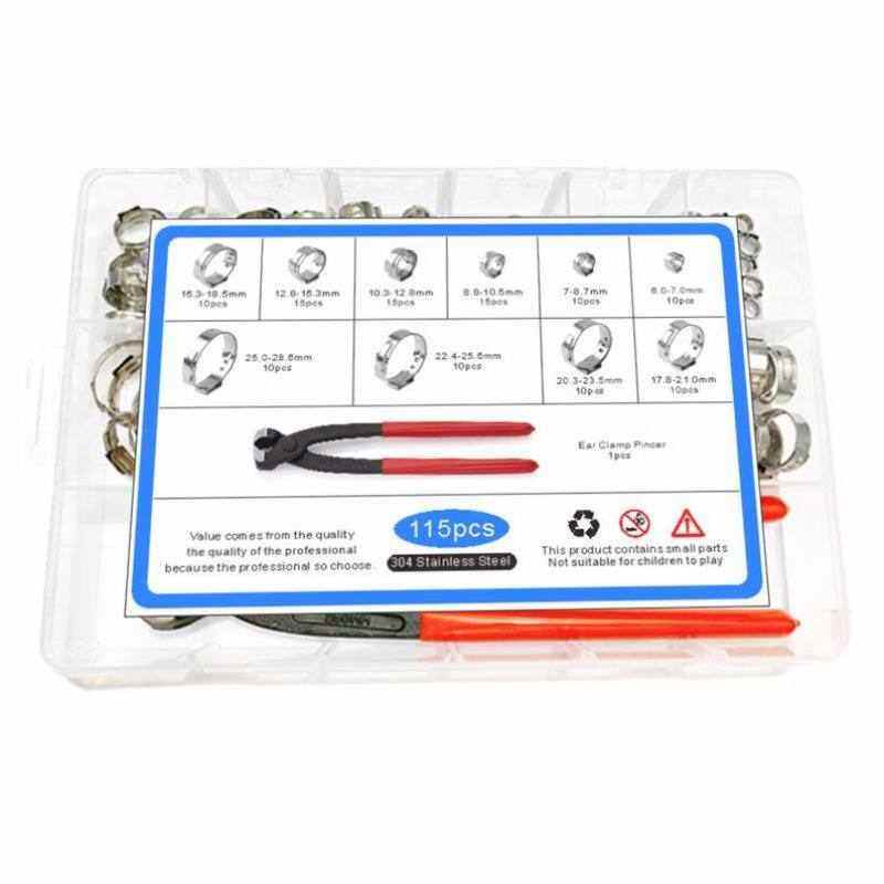 奈鑫304不锈钢卡箍配卡箍钳单耳无极喉箍抱箍管卡管箍盒装无规格