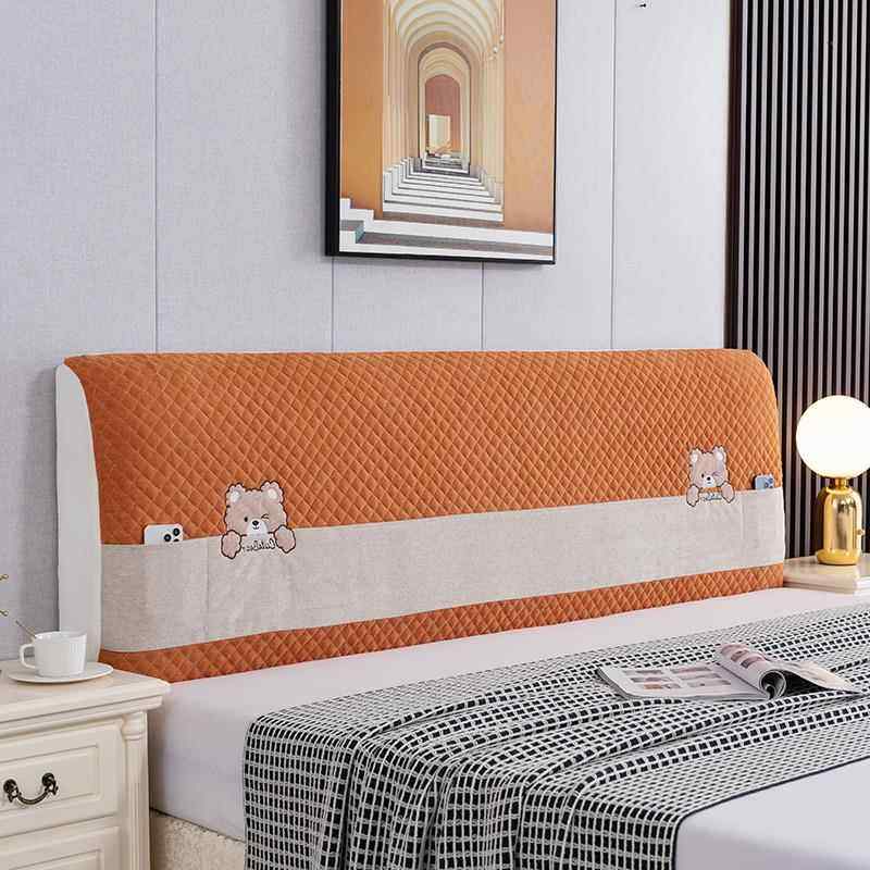 加厚夹棉防尘套法兰绒床头罩全包床头套欧式韩式弹力布床头罩