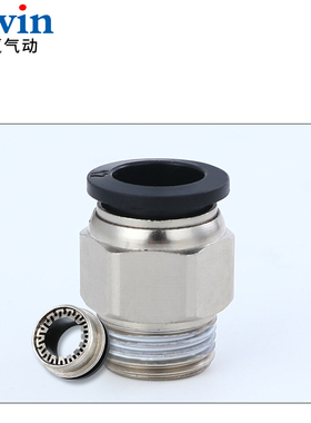 气动精品黑色公制螺纹直通快速接头PC4 6 8 10 12-M10 M12 M16