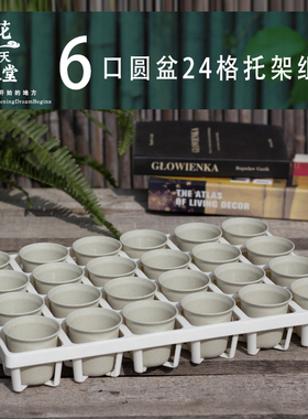加厚迷你多肉圆花盆24格托架浸水盘罩蝴蝶兰石斛播种育苗种植闷养