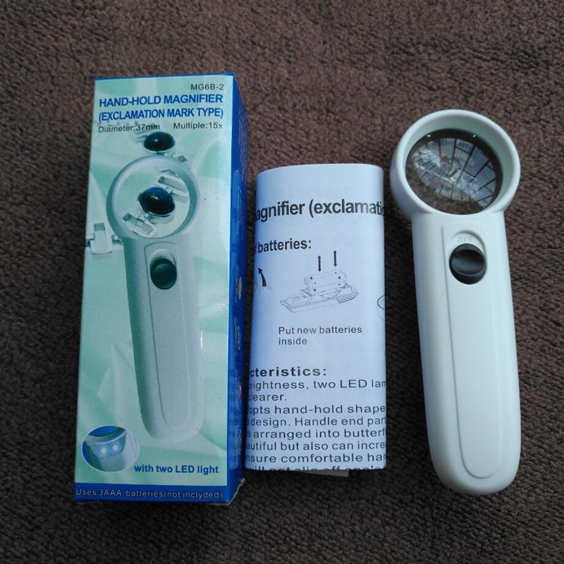 15倍时尚手持放大镜 带LED灯照明 适合线路板维修看芯片型号等