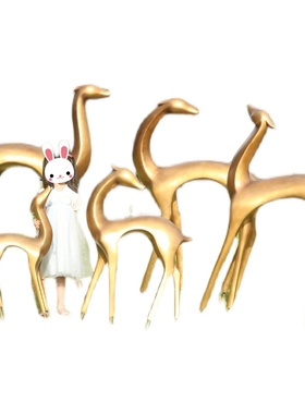 玻璃钢抽象鹿雕塑园林景观草坪装饰造景房地产仿铜梅花鹿摆件小品