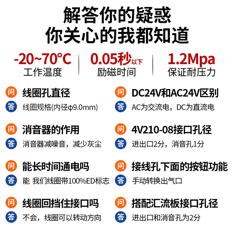 亚德客电磁气动 4v210一08 220v控制器气换向电子线圈24v