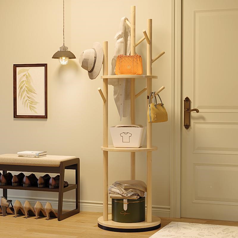 旋转衣架落地卧室客厅家帽用转头角玄ALS关入户实简易立木式床挂