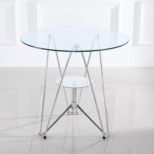 玻璃面圆桌椅子组合家用出租屋阳台宿舍创意小桌子户外活动洽谈桌