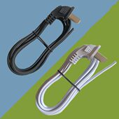 电源线90度弯7字插头带软线二芯 电线 纯铜护包0.75mm平方两脚散装