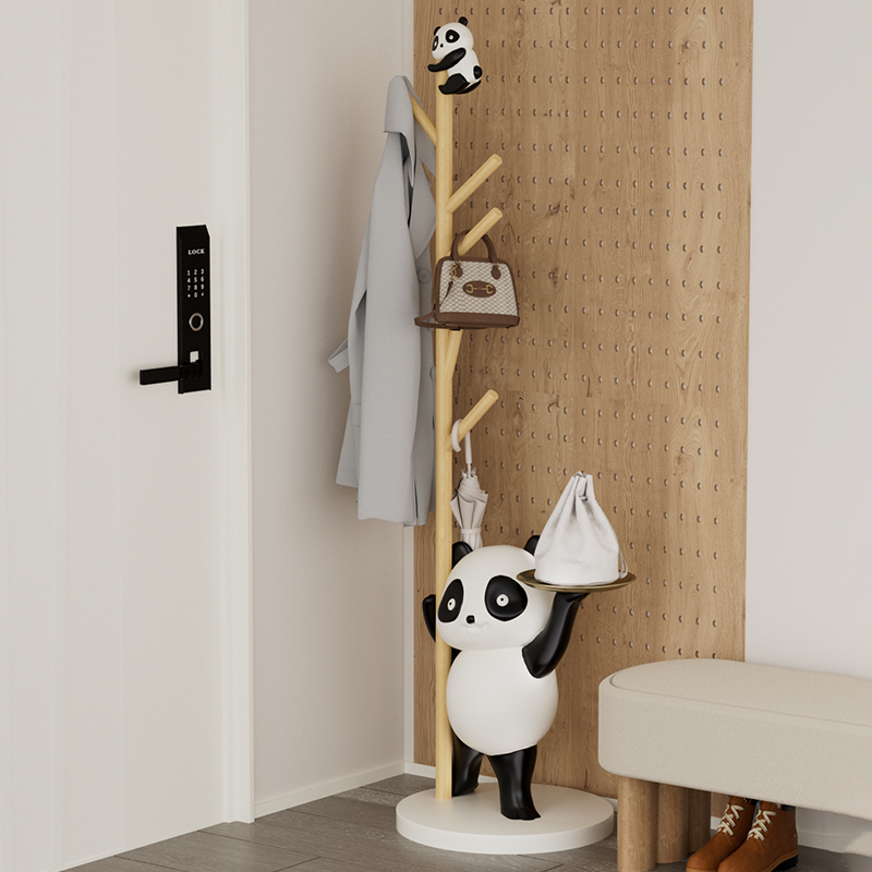 熊猫衣帽架e落地大摆件卡通入户玄关收纳客厅卧室乔迁新房装饰品