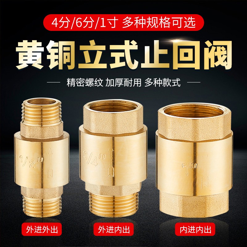 全铜4/6分1寸立式止回阀内外双丝水管止回阀pRpr单向阀逆止流阀