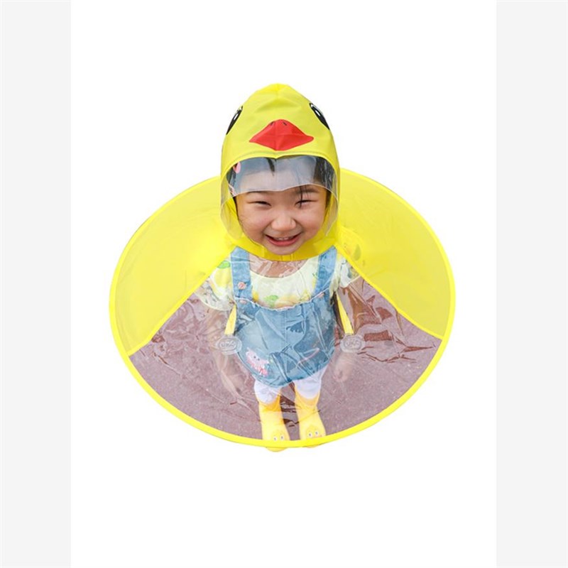飞碟雨衣儿童小黄鸭斗篷式雨伞帽幼儿园小孩防水宝宝雨衣男童女童