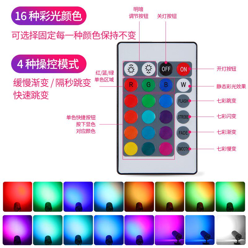 LED七彩健身房T歌厅吧背景变光氛围灯吸顶聚光彩色轨道灯