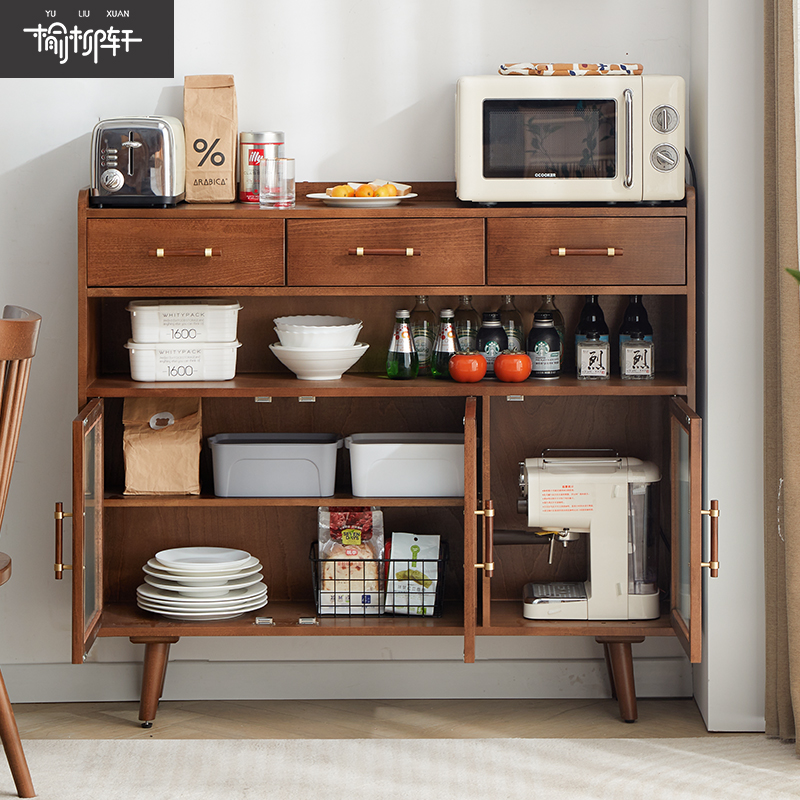 实木餐边柜现代简约家用客厅茶水柜储物柜窄型靠墙碗柜橱柜置物柜