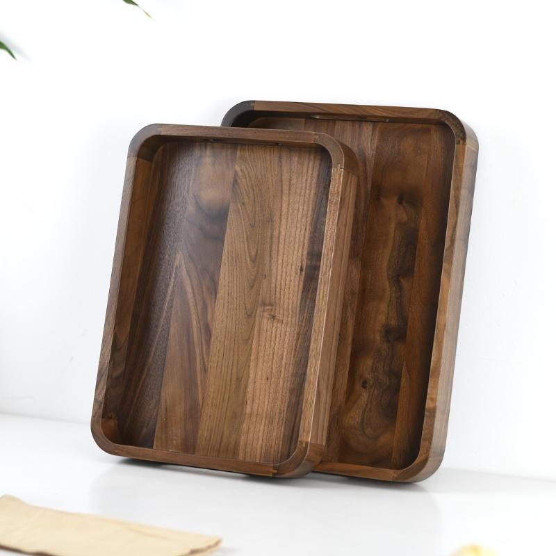 北美黑胡桃纯实木托盘 茶具茶盘 家用办公餐用零食咖啡点心收纳盘