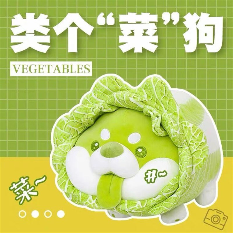 菜狗娃娃蔬菜精灵抱枕睡觉抱玩偶女生生日礼物白菜狗公仔毛绒玩具