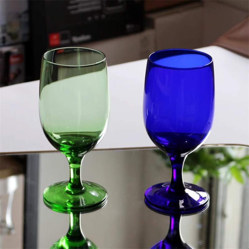 创意深蓝色盲品玻璃杯西餐厅水杯蓝色酒杯花式鸡尾酒杯多用高脚杯