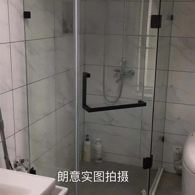 定制黑色淋浴房一字型开门淋浴房钢化玻璃淋浴房隔断移门