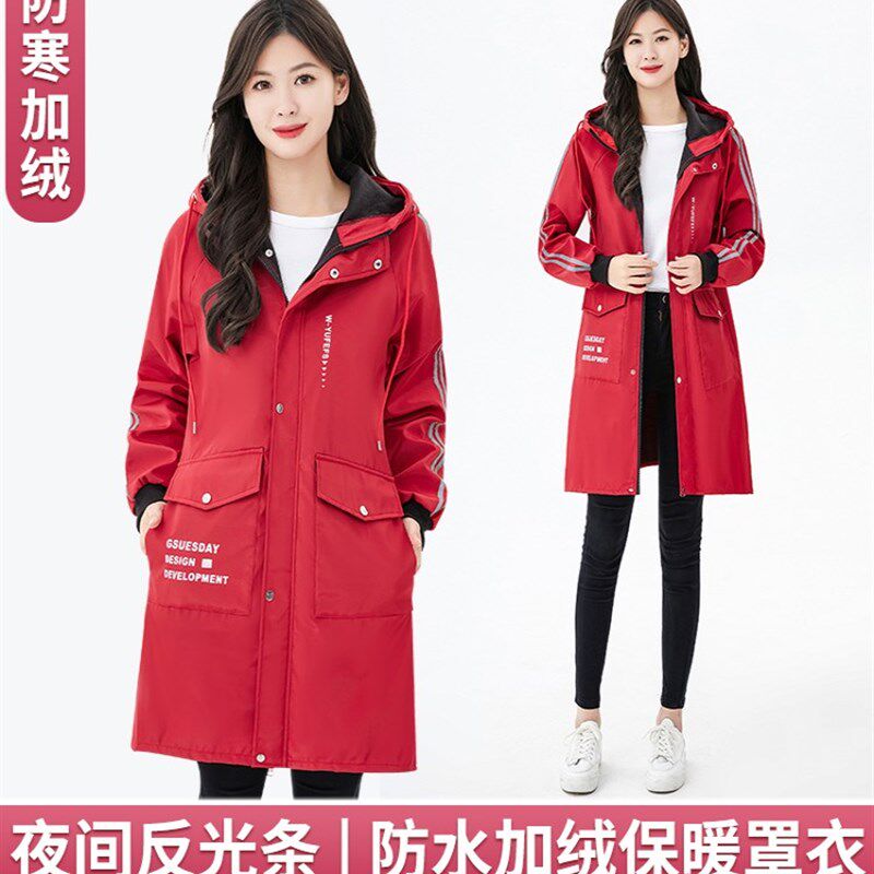 做饭罩衣女加绒加厚劳保保暖冬天冬季大码外护衣耐油荧光条围裙
