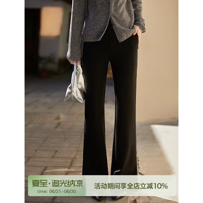 双版本四面弹显瘦显高立体垂坠松紧腰J微喇阔腿裤长裤女25年