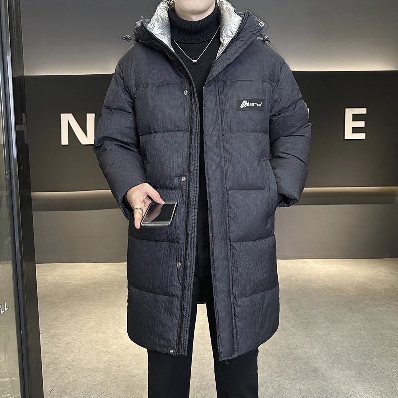新款加长加厚羽绒服男长款过膝中长款情侣冬装男女宽松休闲连帽潮