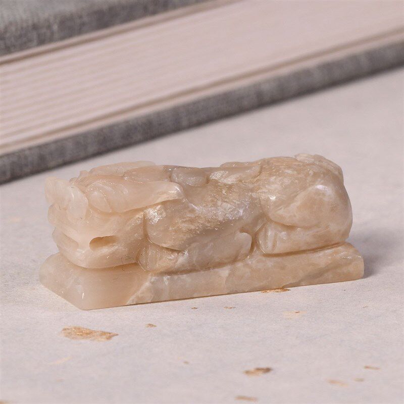 巴林冻石冻貔貅钮扁章笔架 手工篆刻成品章定制石料1.6x4.0x1.5cm