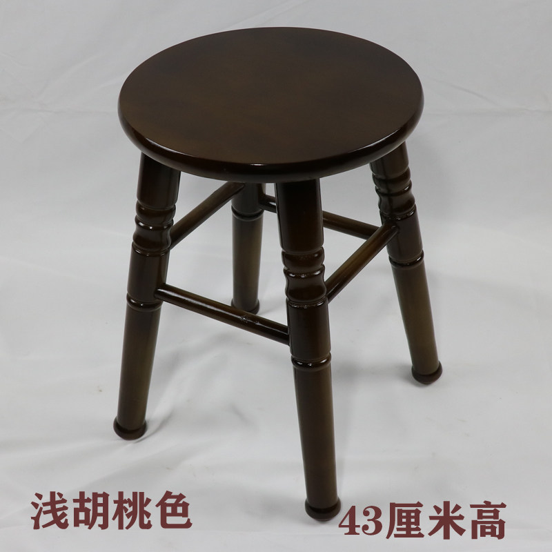 做旧家用实木凳子美式乡村客厅矮凳休闲餐凳梳妆茶几高凳圆凳