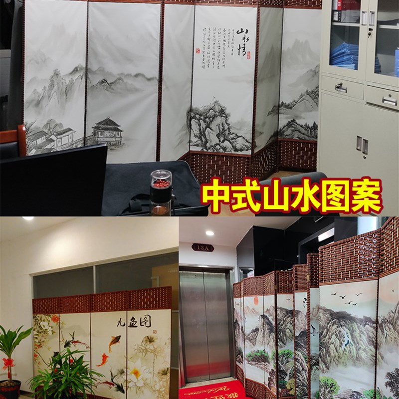 新款简易屏风隔断墙折屏遮挡简约现代折叠移动布艺玄关中式挡风玻