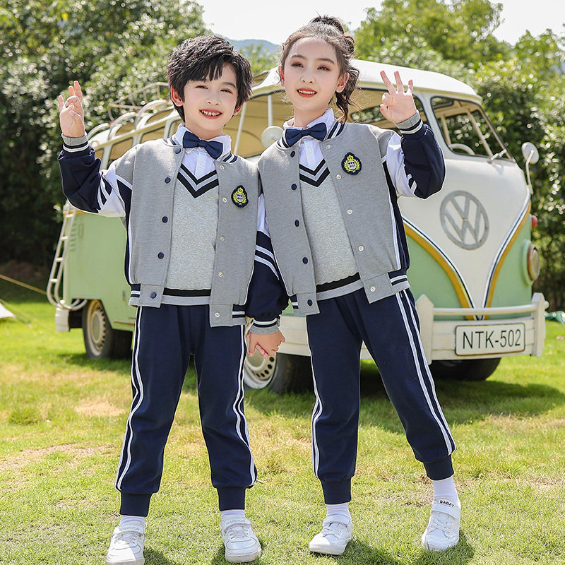 幼儿园园服春秋款英伦风小学生校服套装儿童班服运动三件套棒球服