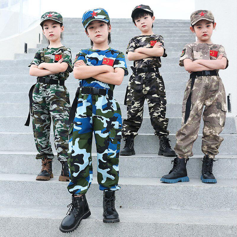 幼儿园军训迷彩服小学生少儿解放军演出表演服装小V朋友夏令营套