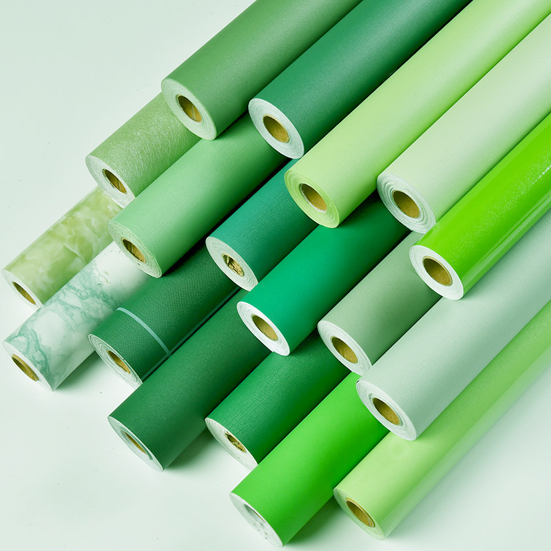绿色墙纸自粘120宽防水防油墨绿色背景墙壁纸浅绿U色自贴墙纸纯色