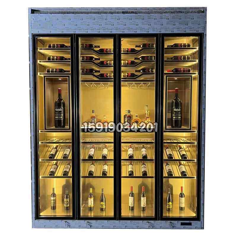 酒店不锈钢酒柜家用客厅新中式恒温酒柜地下室酒窖红酒展示架定制