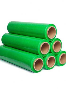 甄选绿色PE缠绕膜工业托盘打包强度自粘拉伸膜50cm宽环保绿色打包