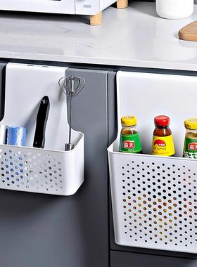 壁挂收纳盒厨房柜门内侧置物架挂钩保鲜膜橱柜门挂篮后神器收纳架