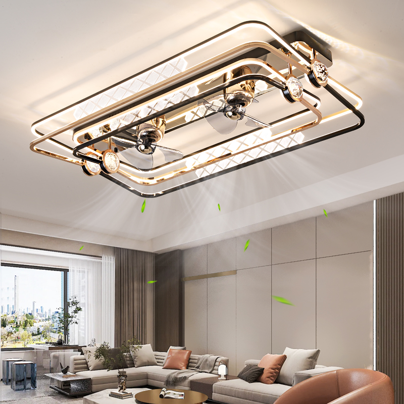 2024新款风扇灯客厅摇头一体电扇灯现代轻奢大气卧室房间全屋灯具
