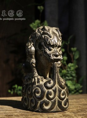 天然青石雕刻祥云吸水兽石兽摆件吸财招财神兽送礼佳品茶空间造景