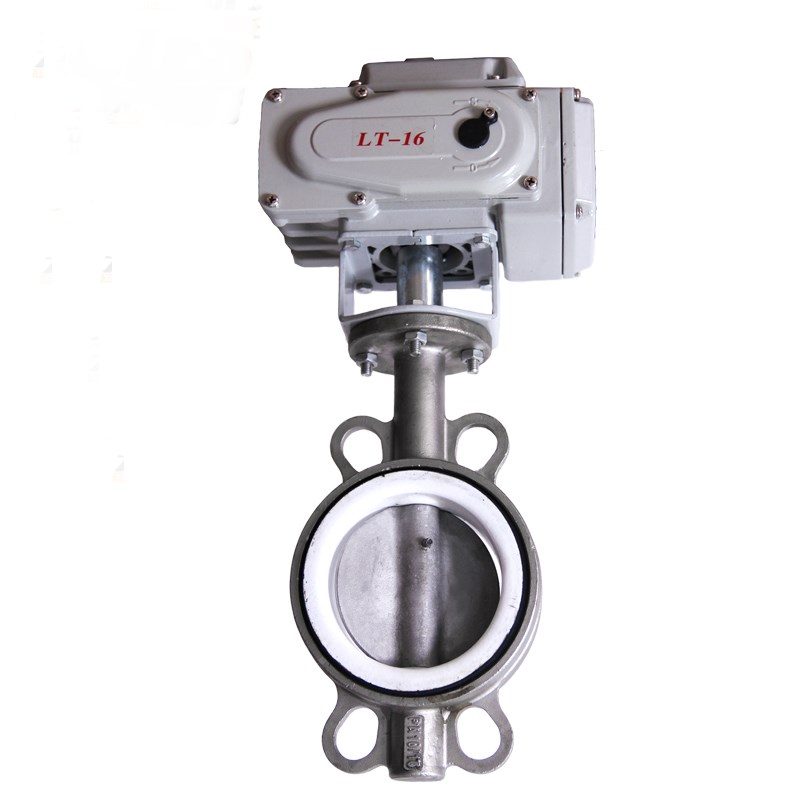 恒安不锈钢电动对夹衬氟蝶阀DN50 65 80 100 125 150 200 DC24V