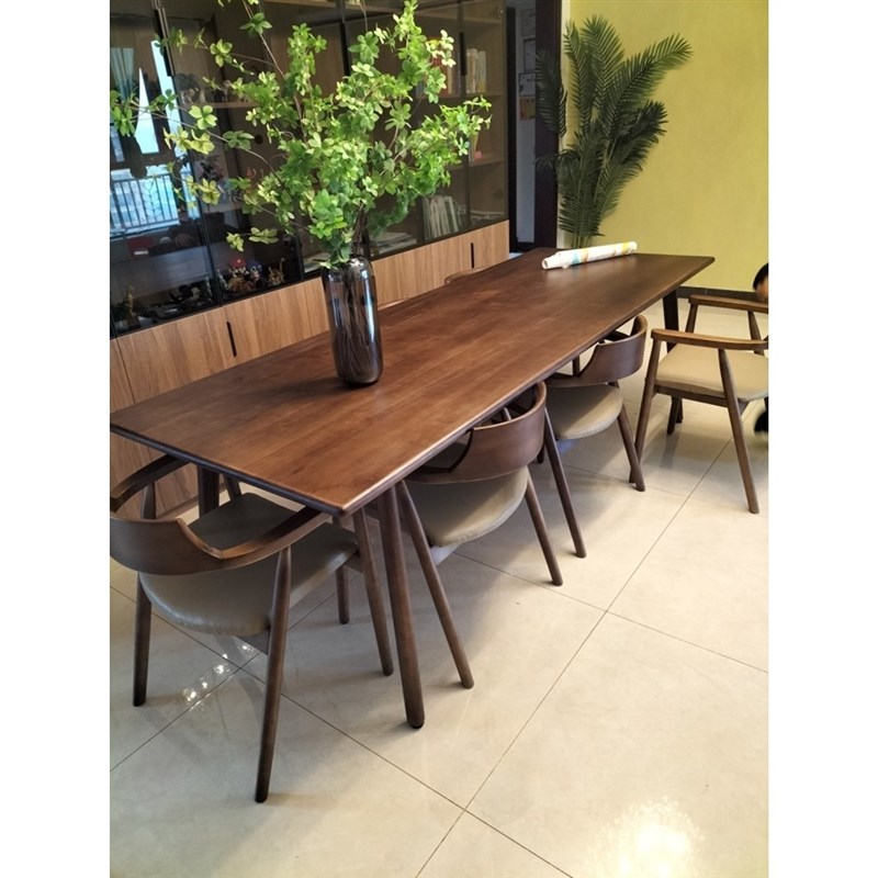 实木会议桌长桌简约现代长方形办公桌原木大餐桌长条桌工作台书桌