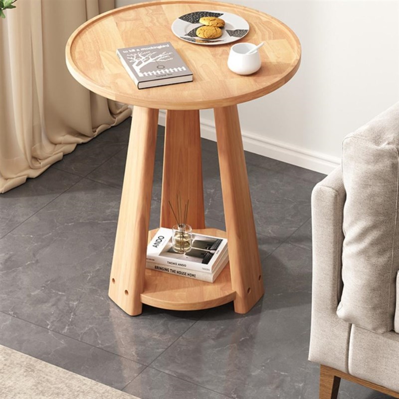 实木沙发边几家用茶几小桌子阳台小圆桌简约客厅角几迷你置物架