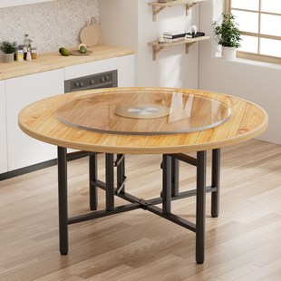 加厚实木大圆餐桌1米8桌板带转盘圆形面板15人酒店餐厅吃饭桌面板