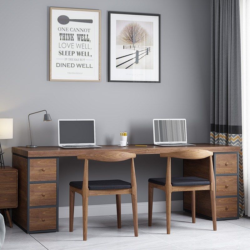 美式定制实木书桌书柜一体含抽屉多功能电脑台式桌双人办公电脑桌,住宅家具,电脑桌,淘宝优惠券,粉丝福利购,淘宝优惠卷