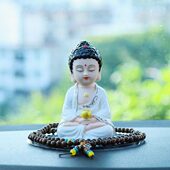 创意禅意陶瓷可爱小如来保平安车载中控台汽车弥勒佛装 饰个性 摆件