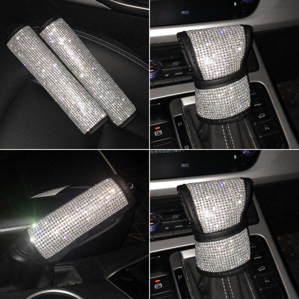 汽车内饰用品水钻镶钻手刹排档套挡位套车用车载安全带装饰套女士