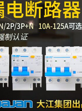 大江漏电开关2P 63A DZ47LE双极32A保护器家用空开触电断路器漏保