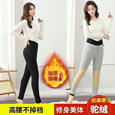驼绒裤加厚保暖棉裤护膝黑色